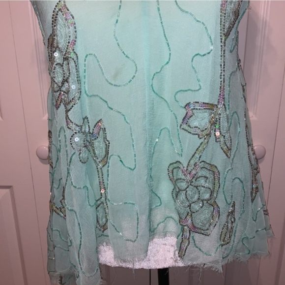 FREE PEOPLE Titan's Treasure Boho Angel Mint Green Embellished Tunic NWOT RARE - Picture 11 of 16